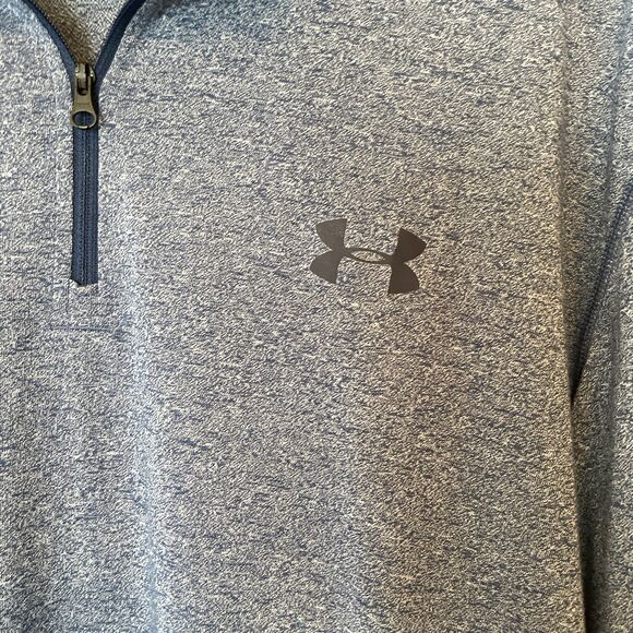 Under Armour Mens Fitted Threadborne 1/4 Zip Lighweight Blue Size XL Golf - Picture 2 of 6